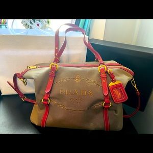 Prada Logo Jacquard Tote